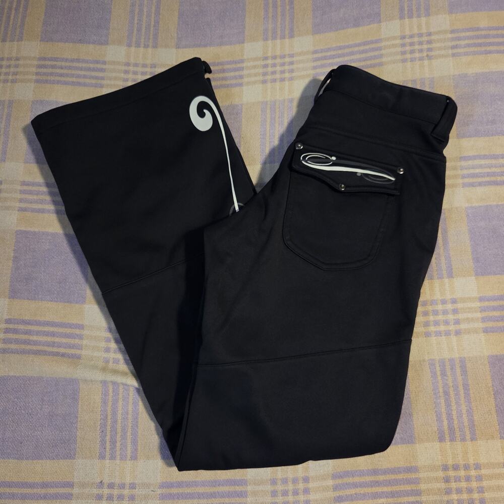 Athleta Black Ski Pants Bootcut Zip Design Detail Insulated Size 4 Nylon